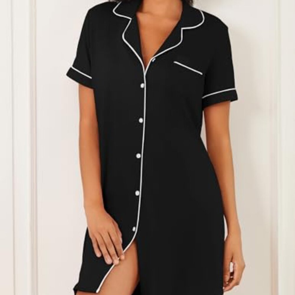 Soft Button Down Nightshirt Oversized Boyfriend P… - image 3